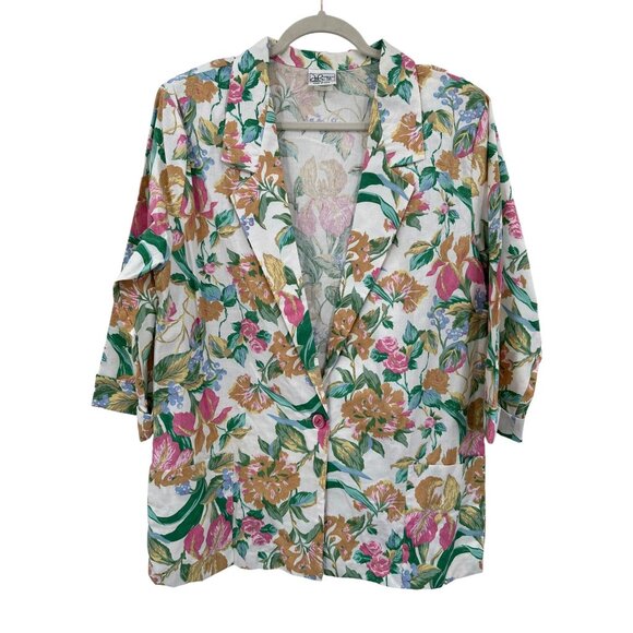 Vintage Haband 80s Floral Blazer Jacket Country Cottage Core Relaxed USA L - Picture 1 of 6
